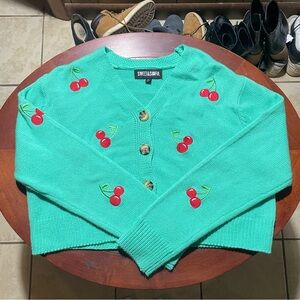 Size medium cropped cherry sweater
